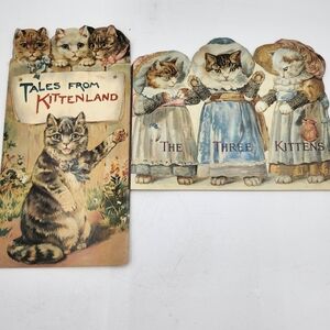 2 RARE vintage Tales From Kittenland Book 1992 B.Shackman & Co. cats Victorian